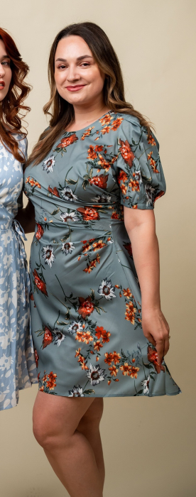 Rochie Mini Satinată Florală [2]