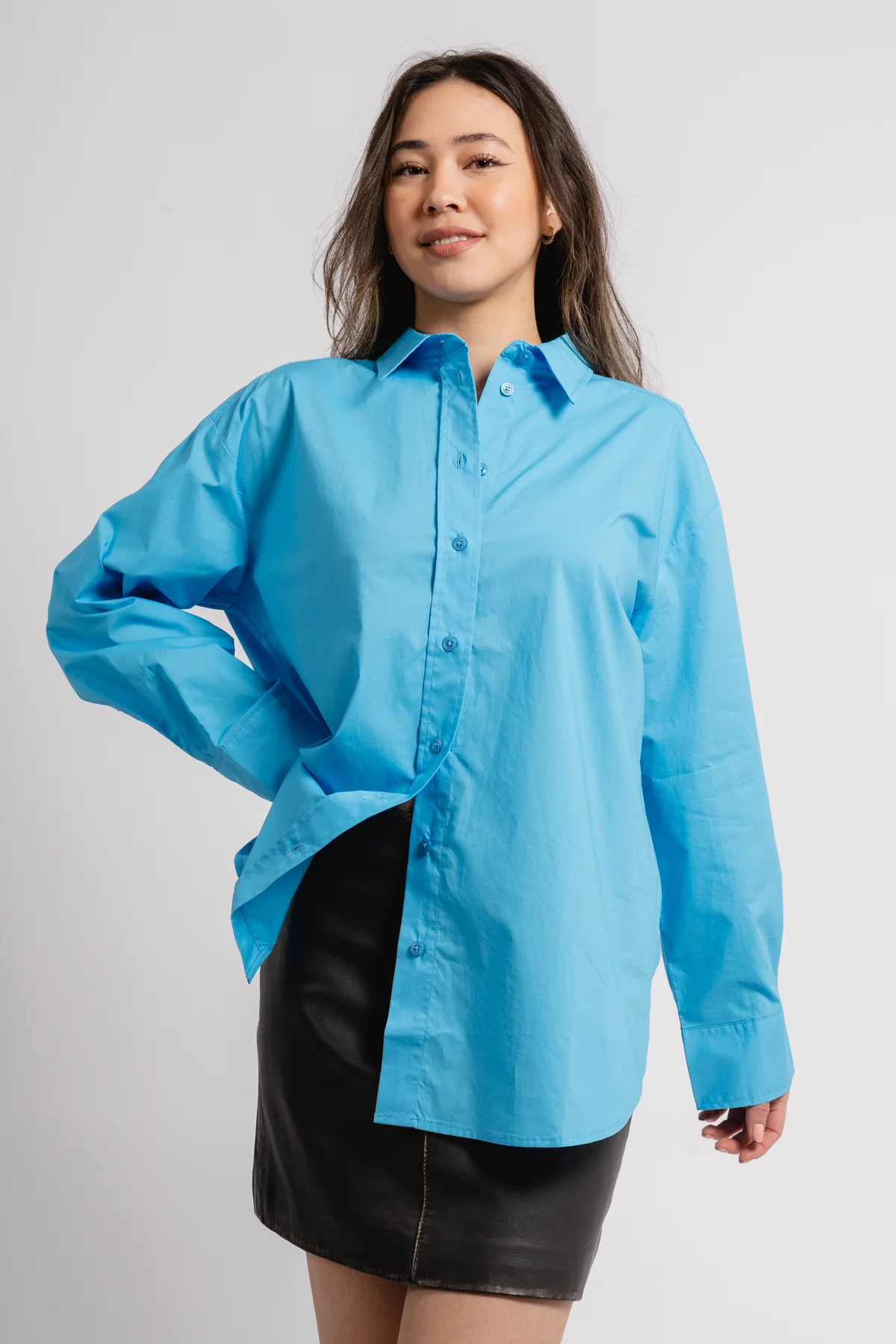 Cămașă damă oversized albastră [4]