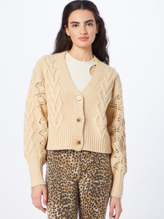 Cardigan tricotat bej damă [3]