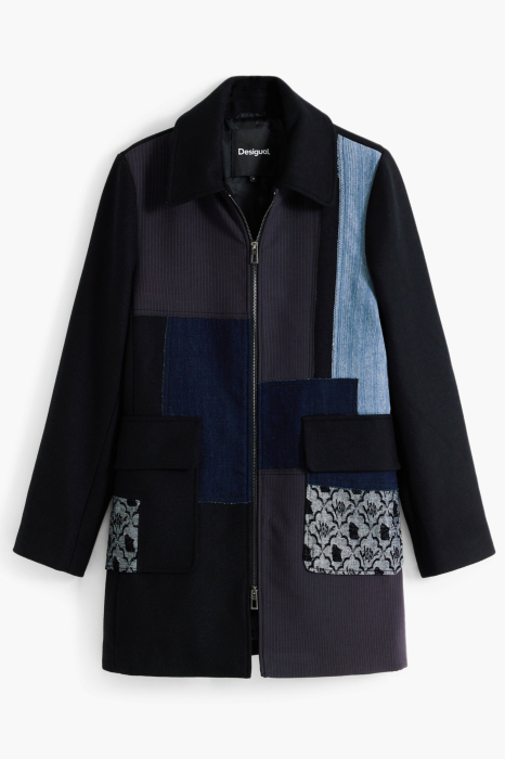 Palton negru patchwork [1]