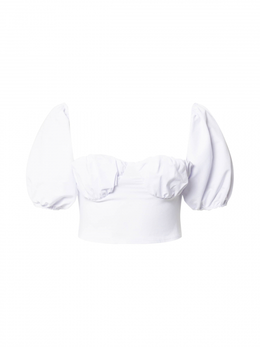 Bluza albă crop cu umeri bufanți [1]