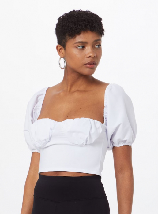 Bluza albă crop cu umeri bufanți [2]