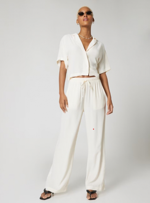 Pantaloni Leila crem wide-leg [4]