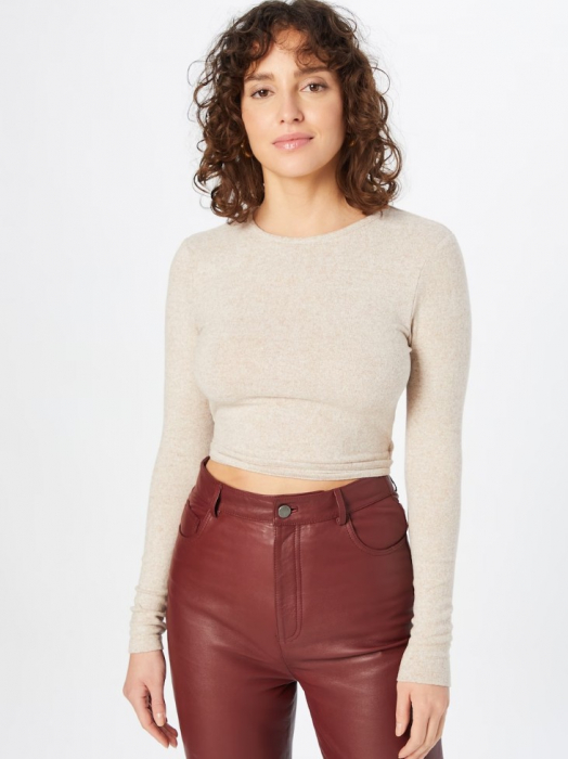 Tricou Crop Lino Bej [2]