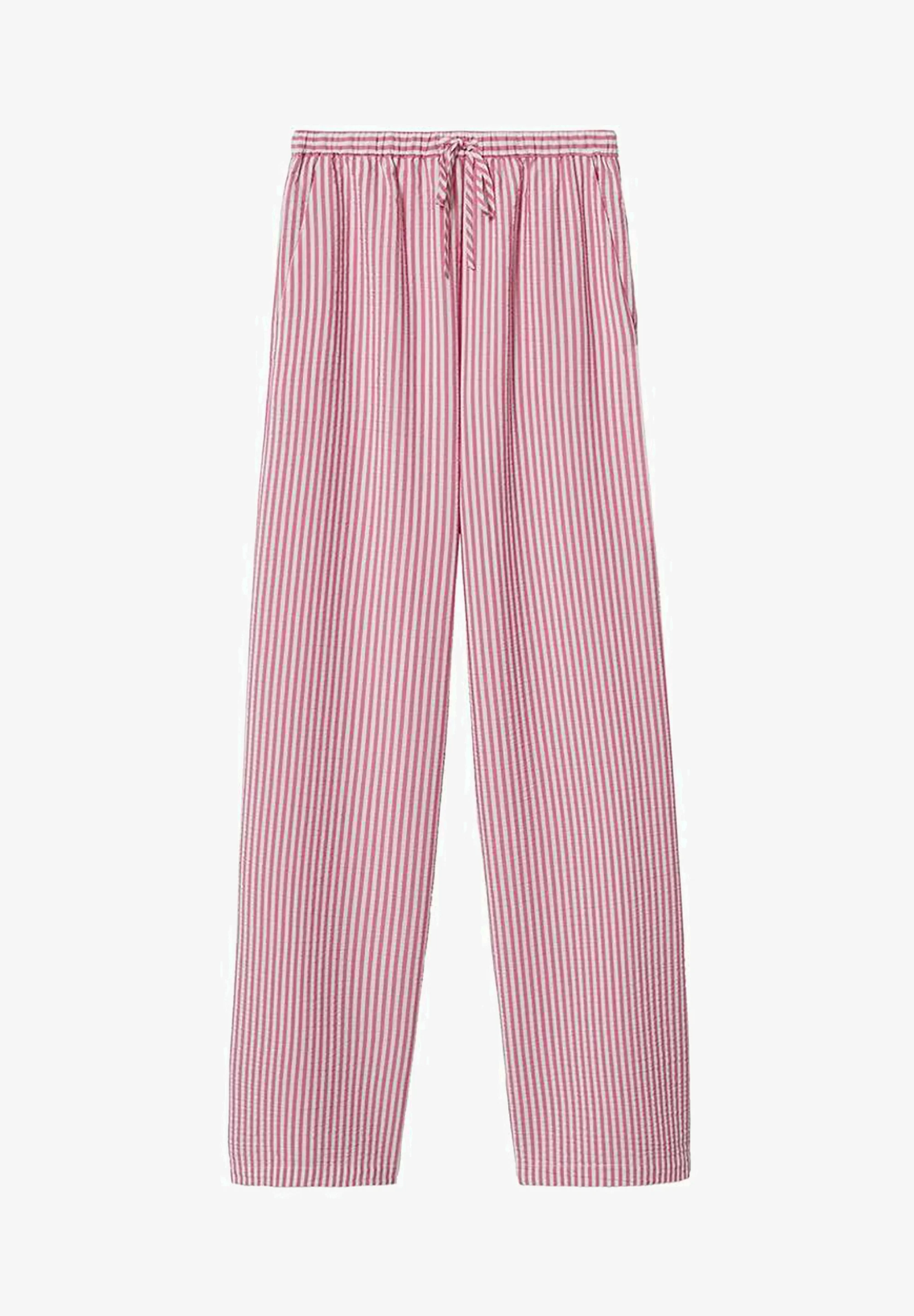 Pantaloni damă Mango, roz cu dungi albe [4]