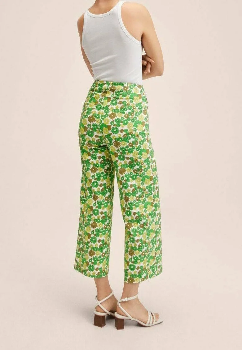 Pantaloni Mango verzi cu imprimeu floral [4]