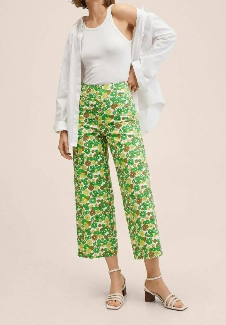 Pantaloni Mango verzi cu imprimeu floral [3]