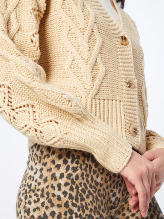 Cardigan tricotat bej damă [2]