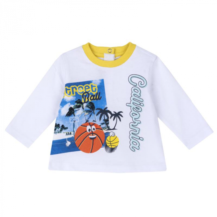 Tricou băieți Chicco alb Street Ball California – mânecă lungă & imprimeu vesel [1]