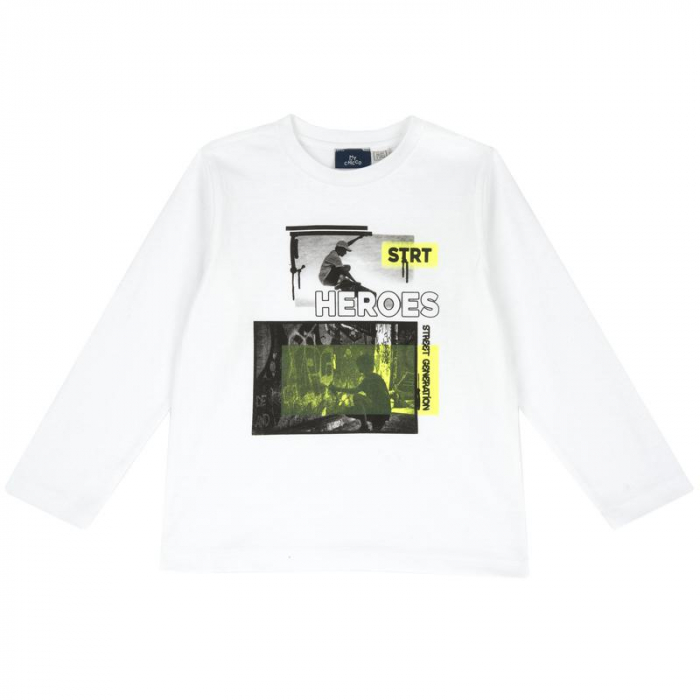 Tricou băieți Chicco alb cu mânecă lungă – stil urban STRRT HEROES [1]