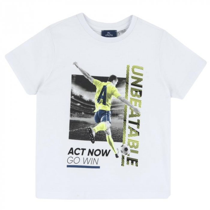 Tricou băieți Chicco alb fotbal UNBEATABLE – 100% bumbac, cool & confortabil [1]