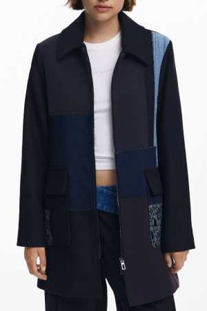 Palton negru patchwork [1]