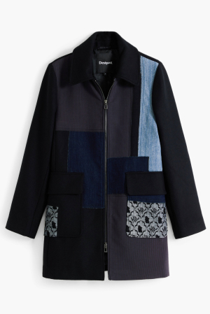 DESIGUAL - Palton negru patchwork