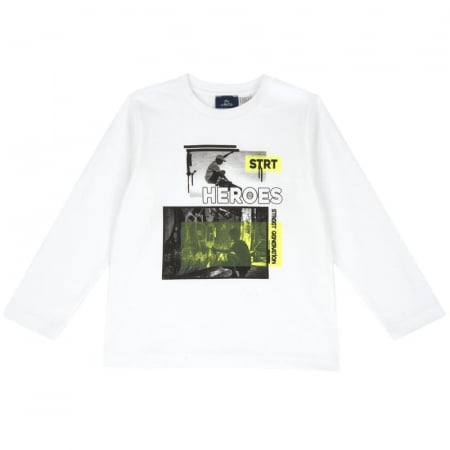 Tricouri - Tricou băieți Chicco alb cu mânecă lungă – stil urban STRRT HEROES