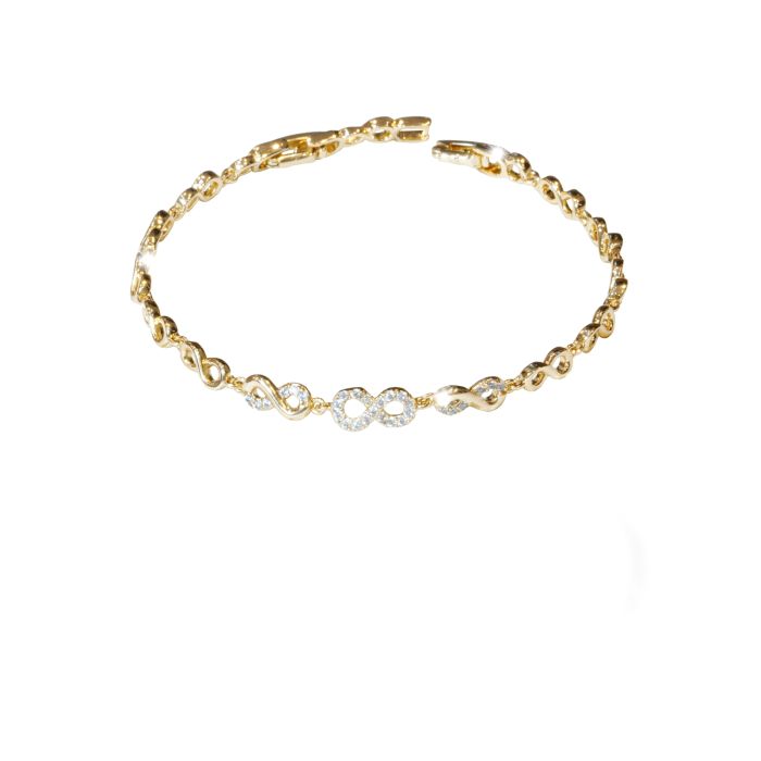 Bratara placata cu aur 18 k, cu pietre zirconia montura micropave  , model infinity - 7658O439 [2]
