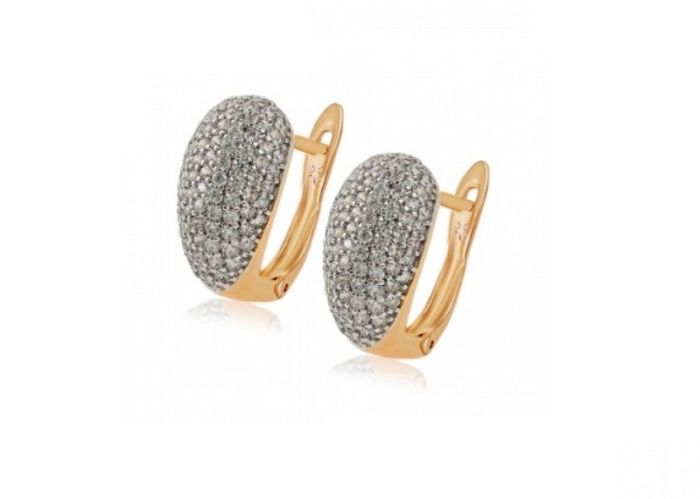 Cercei placati cu aur de 18 k, cu pietre zirconia , montura micropave 7467O833 [2]