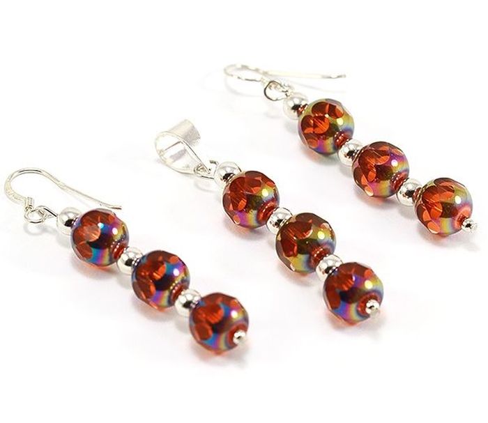 Set argint rodiat 925, design italian, cu pietre: Murano multicolore - 6556O568 [1]