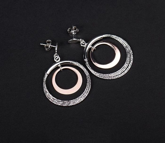 Two tone, cercei argint 925, partial placati, cu aur roz [2]