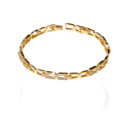 Bratari - Bratara placata cu aur 18 k, cu pietre zirconia montura micropave  - 7660O454