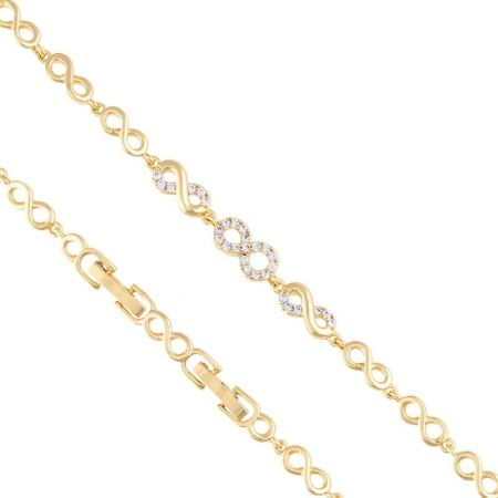 Bratara placata cu aur 18 k, cu pietre zirconia montura micropave  , model infinity - 7658O439 [0]