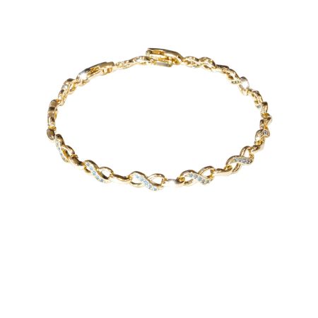 Bratari - Bratara placata cu aur 18 k, cu pietre zirconia montura micropave  , model infinity - 7668o447