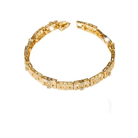 Bratari - Bratara placata cu aur 18 k, cu pietre zirconia multifatetate  , model grecesc- 7659O455