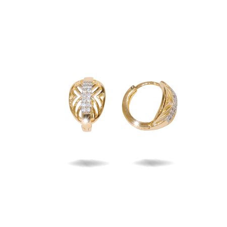 Cercei - Cercei placati cu aur 18 k , 2 microni, cu pietre zirconia , montura micropave,model creola  - 7682O822