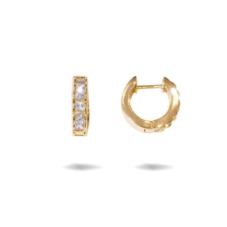 Cercei - Cercei placati cu aur 18 k , 2 microni, cu pietre zirconia motura micropave , model creola  - 7684O822