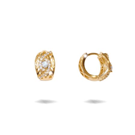 Cercei - Cercei placati cu aur 18 K, cu pietre zirconia multifatetate, montura micropave , model creola - 7719O820