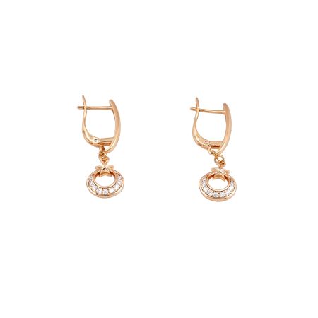 Cercei - Cercei placati cu aur 18 K, inchidere clasica , model oval cu pietre zirconia albe