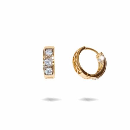 Bijuterii placate cu aur - Cercei placati cu aur 18 K,model creola cu pietre zirconia multifatetate , 7621O818