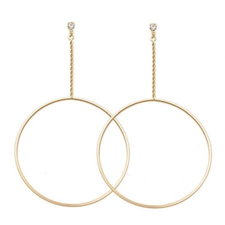 Cercei - Cercei placati cu aur 18 K, productie Brazilia, model creola cu piatra zirconia multifatetata, 7592O825