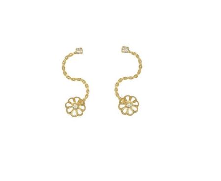 Cercei - Cercei placati cu aur de 18 k,model floare, productie Brazilia - 7409O814