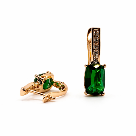 Cercei - Cercei placati cu aur de 18K cu cristal verde