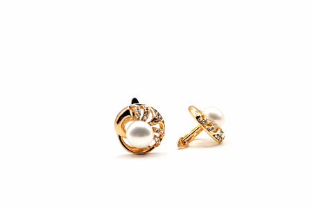 Bijuterii placate cu aur - Cercei placati cu aur de 18K cu perle