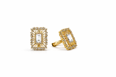 Cercei - Cercei placati cu aur de 18K cu pietre zirconia albe