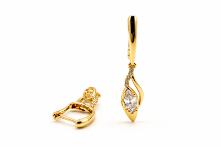 Cercei - Cercei placati cu aur de 18K cu pietre zirconia albe