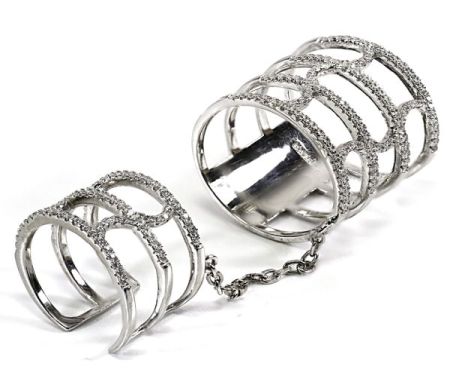 Produse - Class, inel argint 925, rodiat, design italian, cu pietre zirconia albe