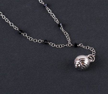 Special sales - Colier argint 925 rodiat, design italian cu pietre onix-3603O373