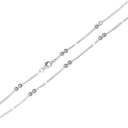 Coliere - Colier argint 925, rodiat , lungime lant45 cm, model cu bilute - 7699O373