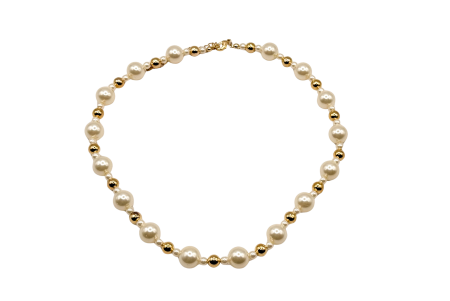 Coliere - Colier placat cu aur de 18K model perle