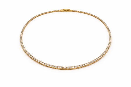 Bijuterii placate cu aur - Colier tennis placat cu aur de 18k cu pietre zirconia albe
