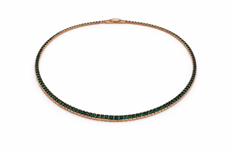 Bijuterii placate cu aur - Colier tennis placat cu aur de 18k cu pietre zirconia verzi