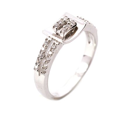 Inele - Inel argint 925, rodiat, model catarama, cu pietre zirconia albe