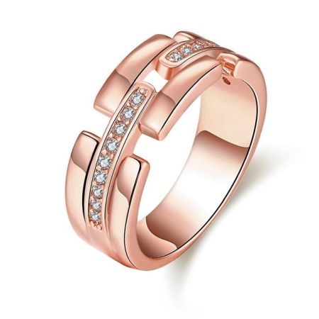Inele - Inel placat cu aur roz , colectia onlinebijoux, cu pietre zirconia albe 7535O919