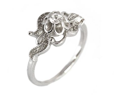 Inele - Kim, inel argint 925, rodiat , du pietricele zirconia albe