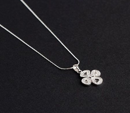 Special sales - Lant cu pandantiv, argint 925 rodiat, design italia cu pietre: zirconia- 4549O318