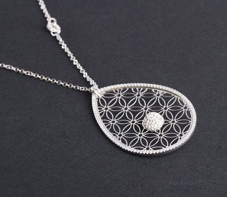 Special sales - Lant cu pandantiv, argint 925 rodiat, design italian. pietre zirconia - 4207O3180