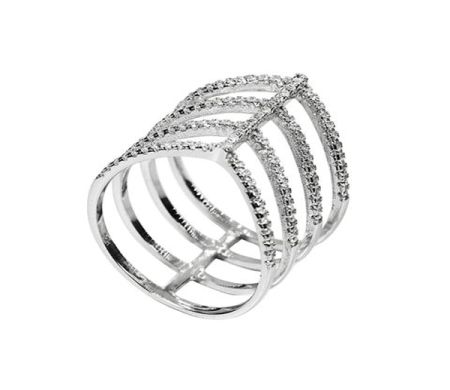 Inele - Monica, inel argint 925, rodiat, cu pietre zirconia ; marime 54