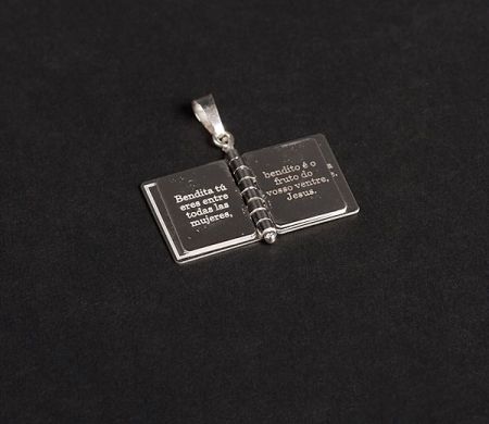 Special sales - Pandantiv, motiv carte de rugaciuni „ Ave Maria”,  argint 925 rodiat, design italian- 4858O756